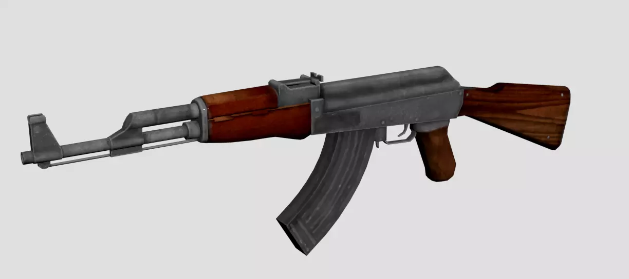 Ak47 Rifle Automatic Low-poly 3D model_0