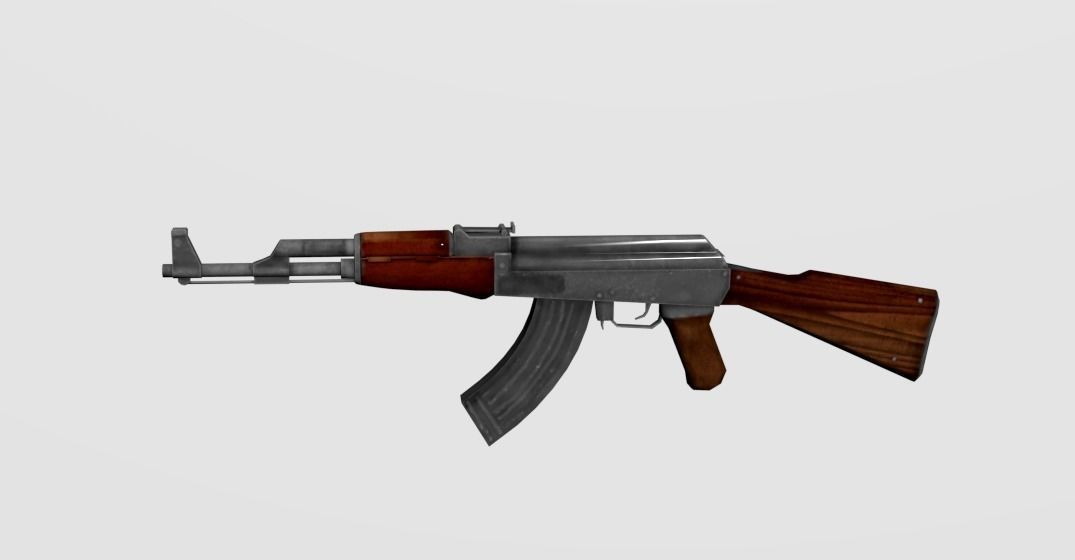 Ak47 Rifle Automatic Low-poly 3D model_1