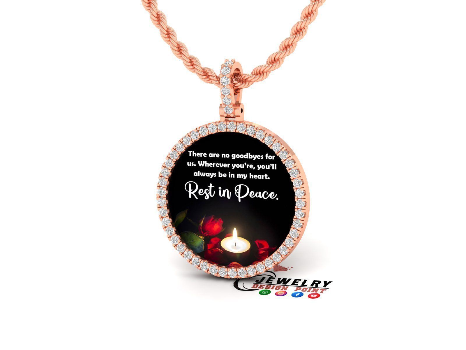 Custom Picture Pendant with Diamond - Memory Frame Pendant 3D print model_2