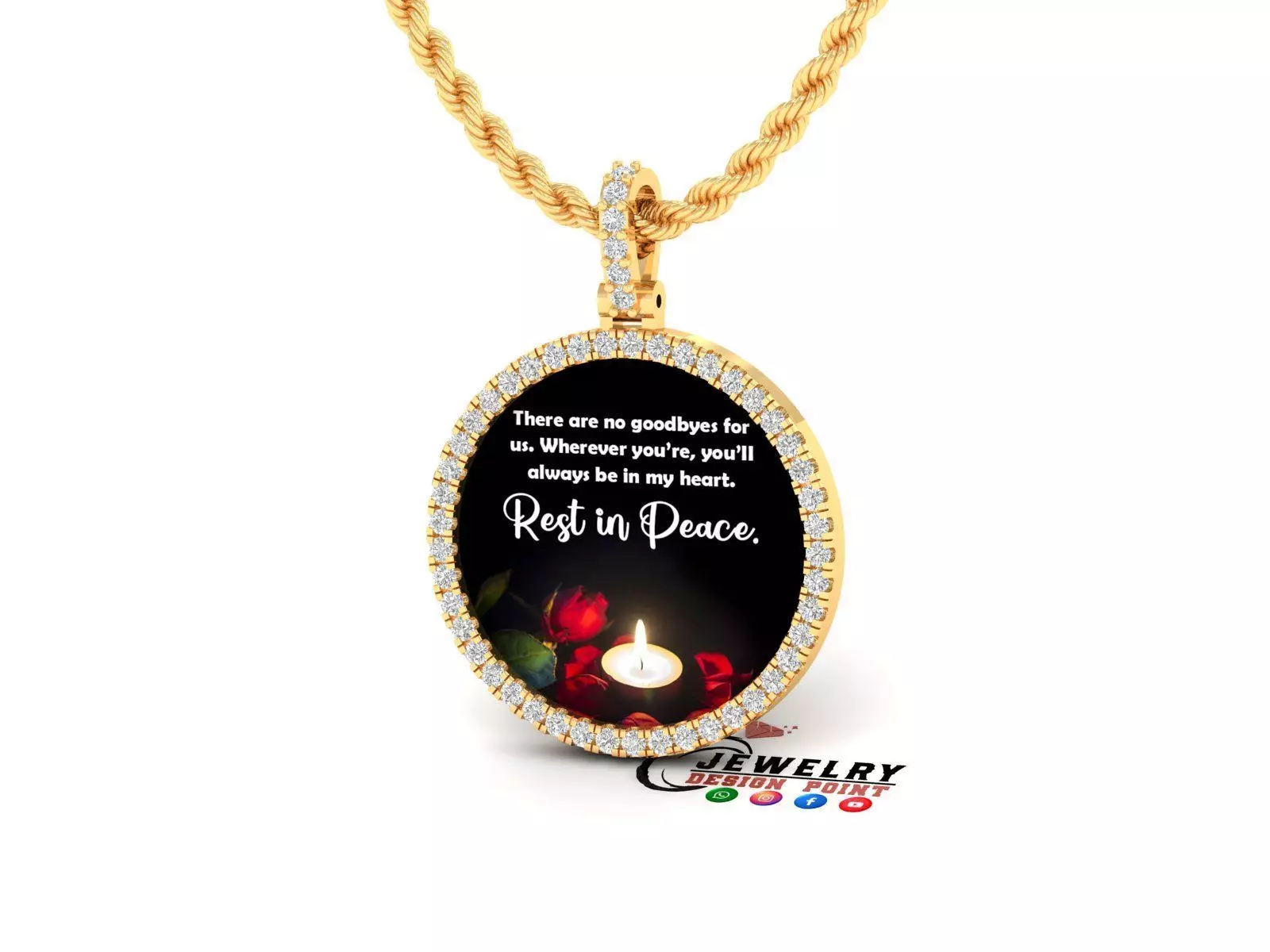 Custom Picture Pendant with Diamond - Memory Frame Pendant 3D print model_0