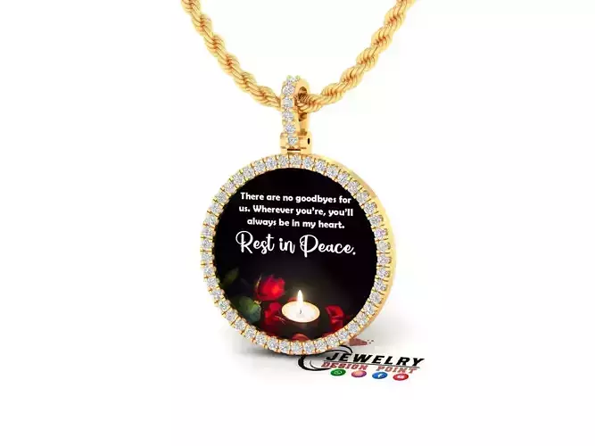 Custom Picture Pendant with Diamond - Memory Frame Pendant 