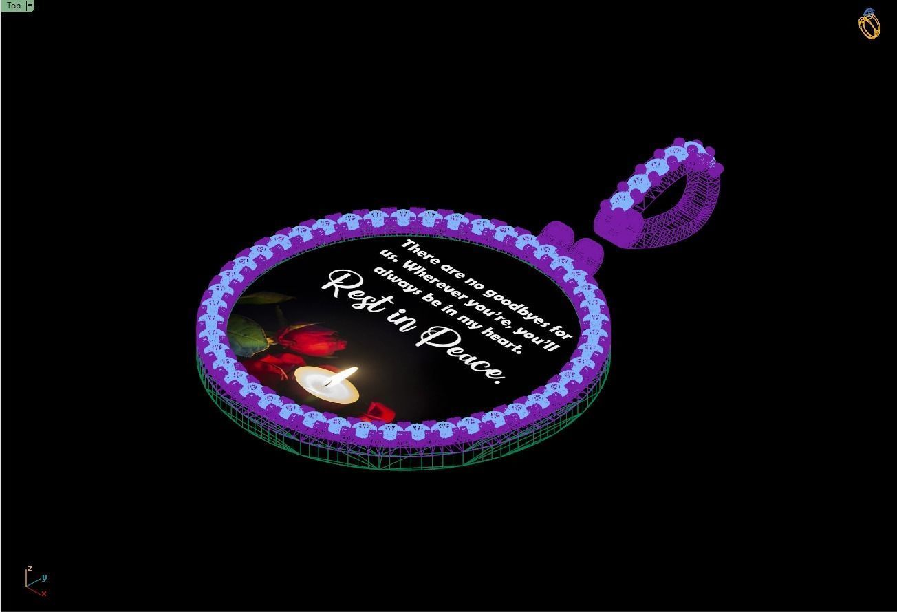 Custom Picture Pendant with Diamond - Memory Frame Pendant 3D print model_16