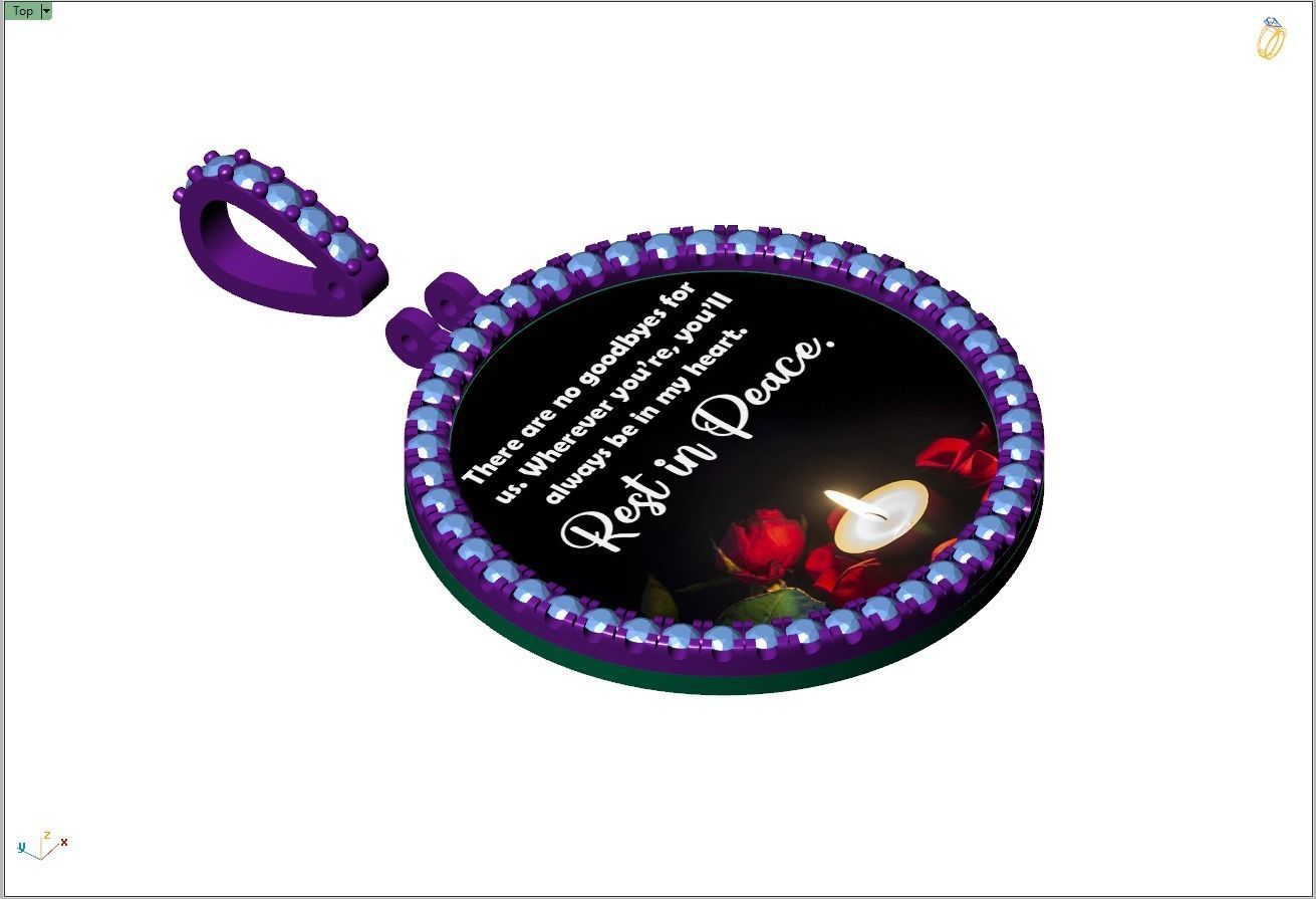 Custom Picture Pendant with Diamond - Memory Frame Pendant 3D print model_13