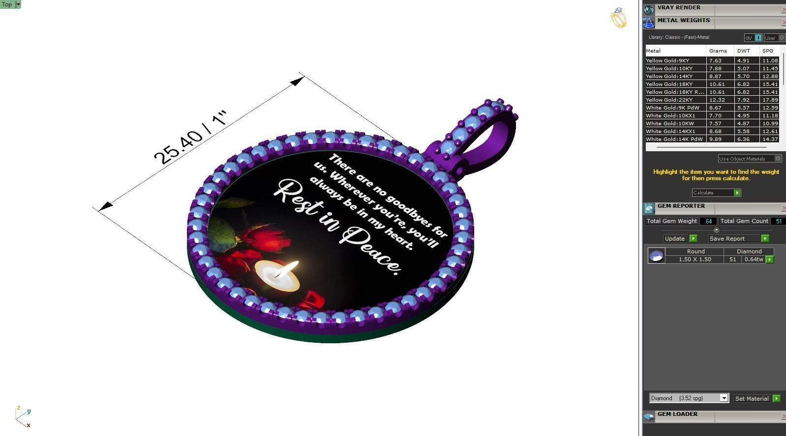 Custom Picture Pendant with Diamond - Memory Frame Pendant 3D print model_6