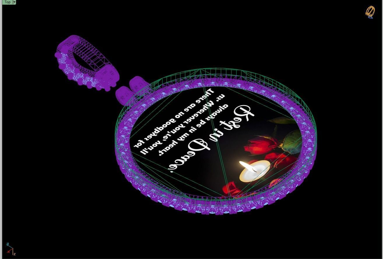 Custom Picture Pendant with Diamond - Memory Frame Pendant 3D print model_15