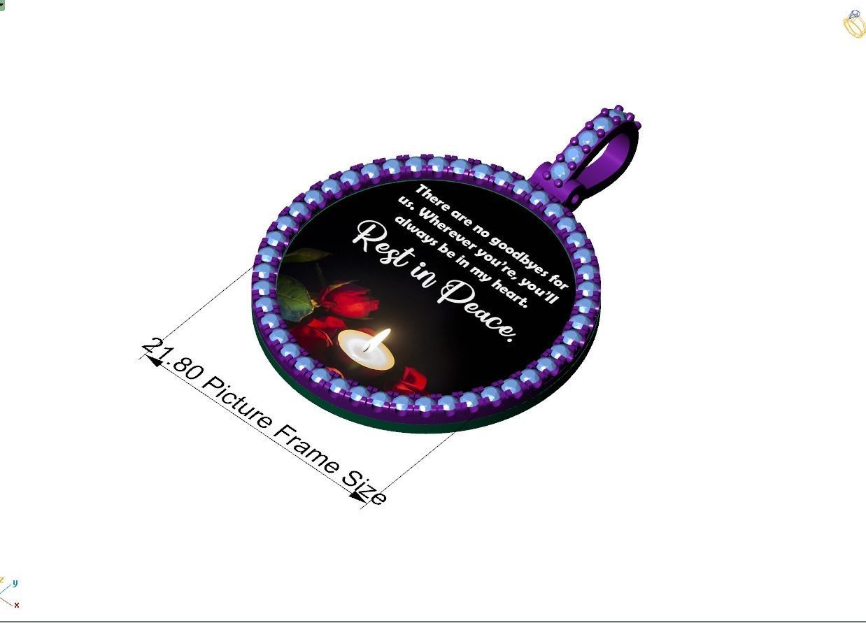 Custom Picture Pendant with Diamond - Memory Frame Pendant 3D print model_8