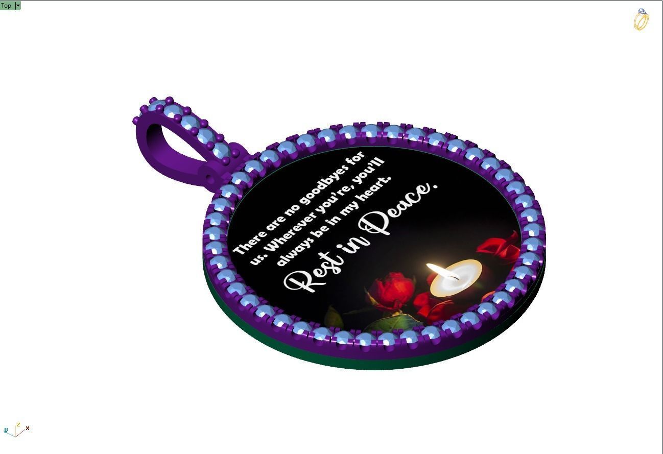 Custom Picture Pendant with Diamond - Memory Frame Pendant 3D print model_9