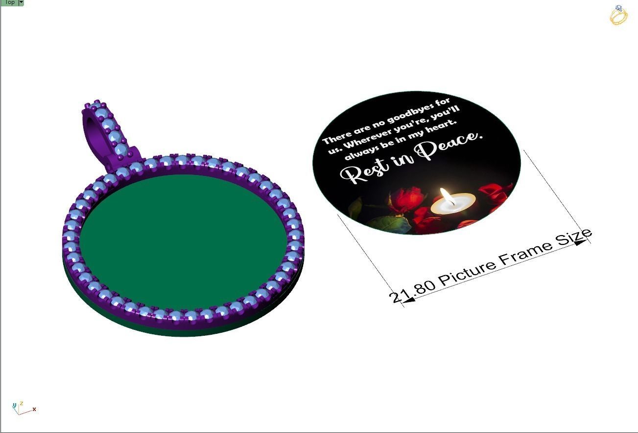 Custom Picture Pendant with Diamond - Memory Frame Pendant 3D print model_11