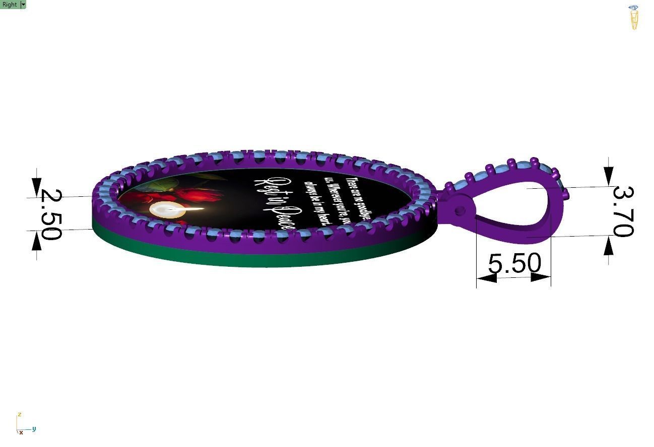 Custom Picture Pendant with Diamond - Memory Frame Pendant 3D print model_7