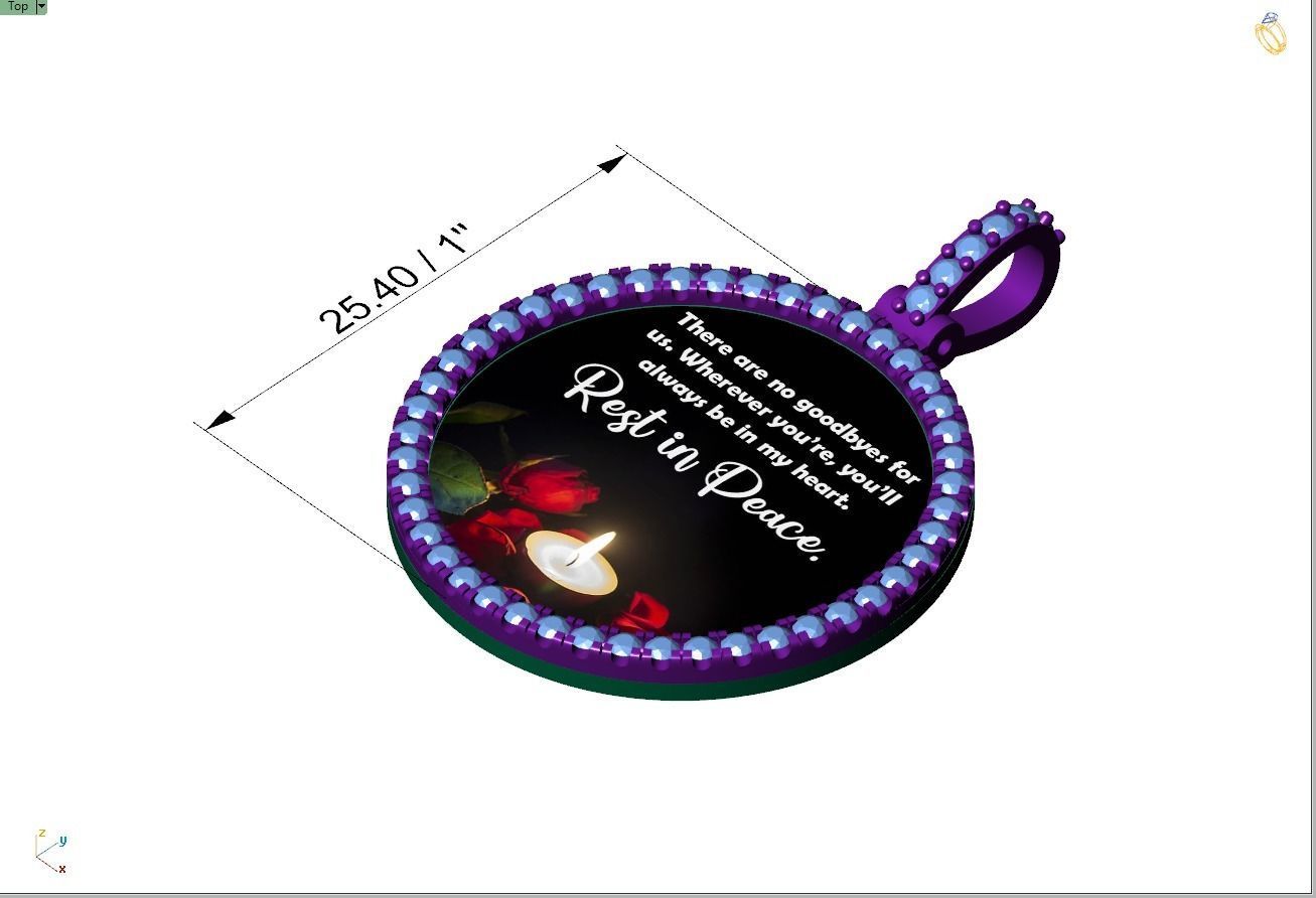 Custom Picture Pendant with Diamond - Memory Frame Pendant 3D print model_4