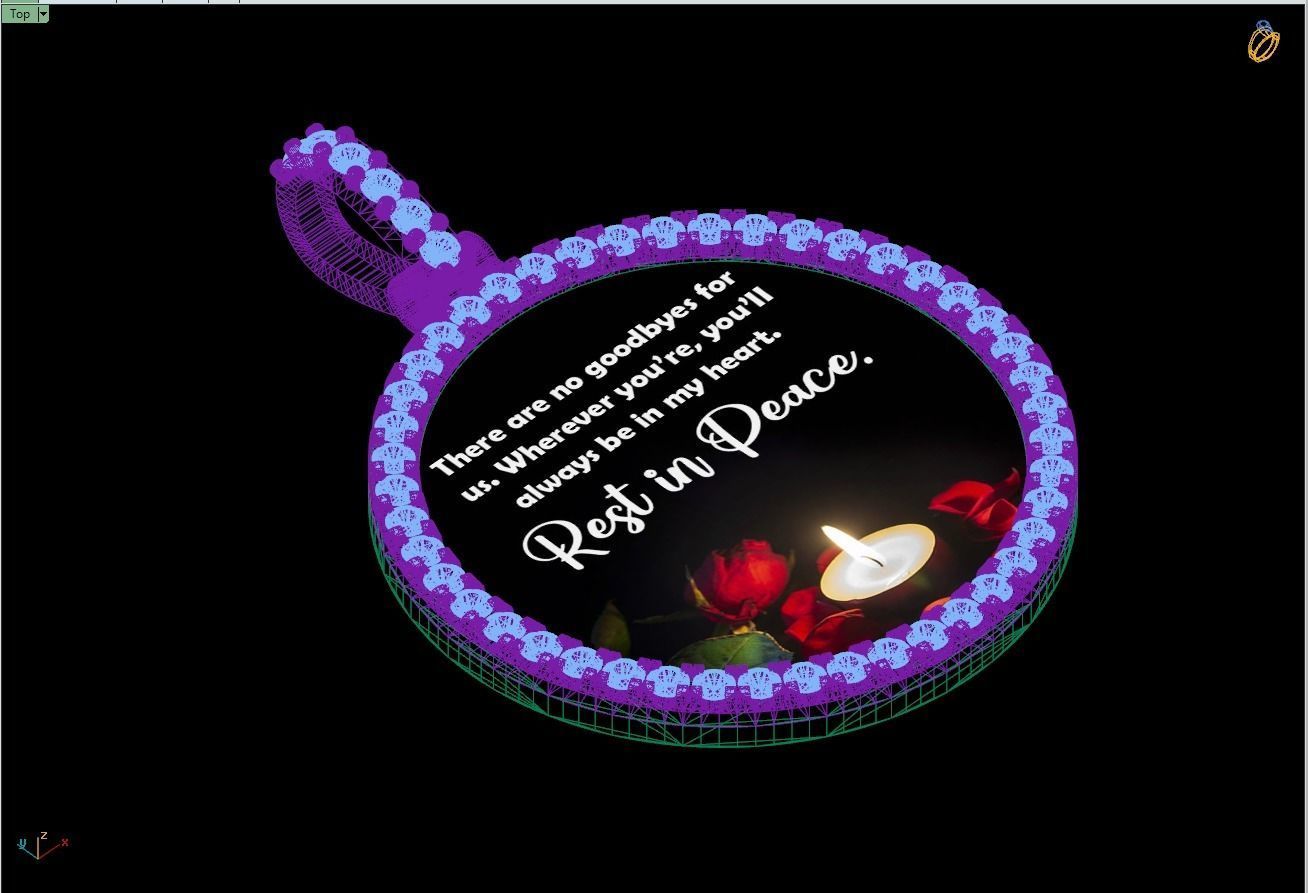 Custom Picture Pendant with Diamond - Memory Frame Pendant 3D print model_17