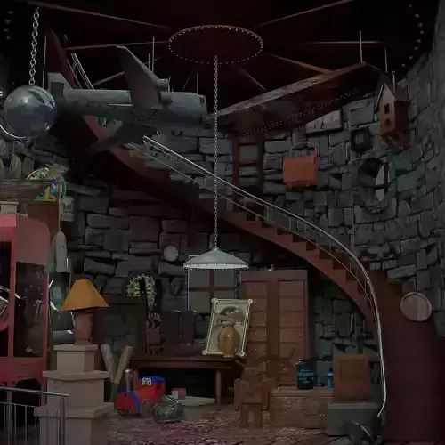 semi realistic 3d vintage store room 