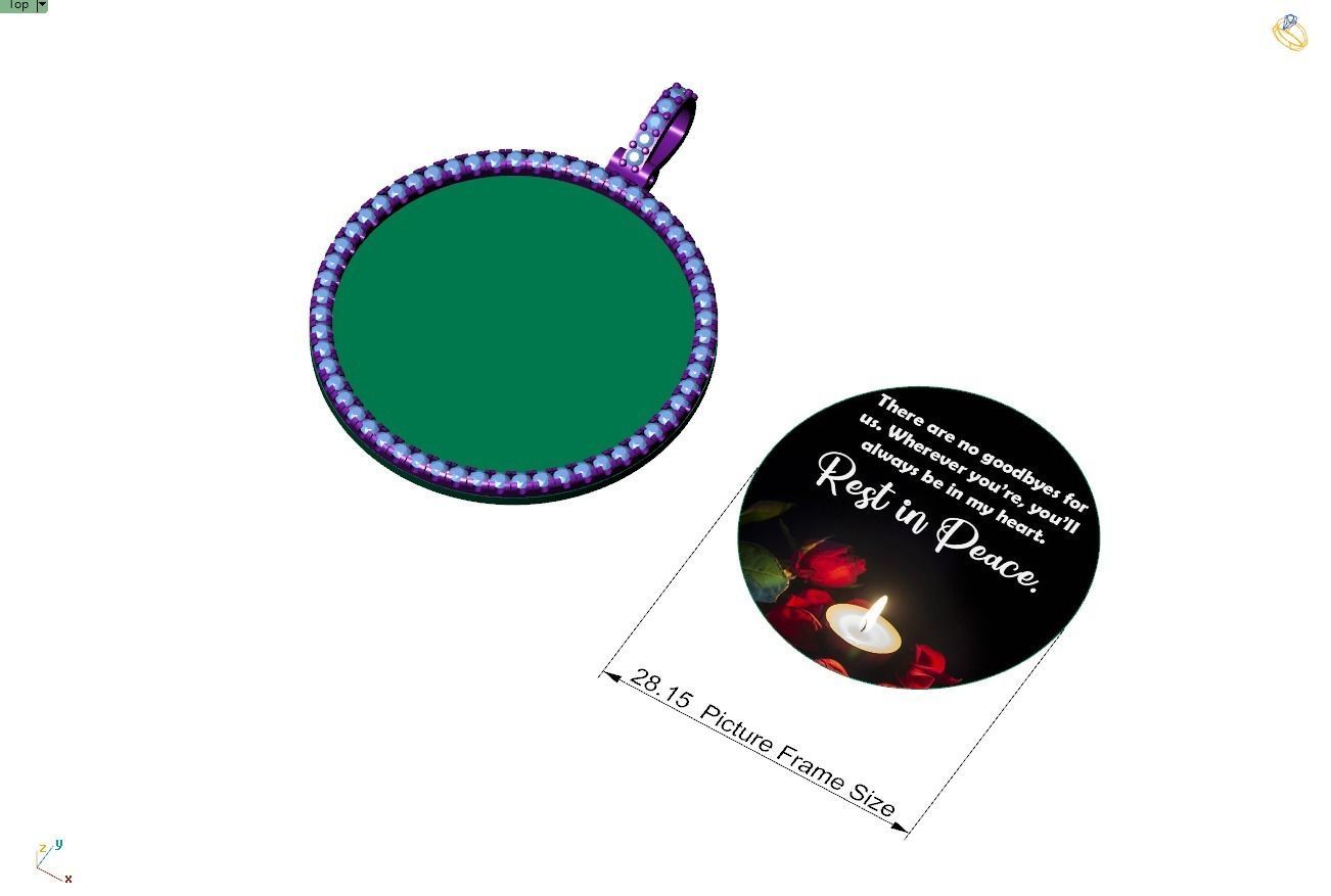 Custom Picture Pendant with Diamond - Memory Frame Pendant  3D print model_11