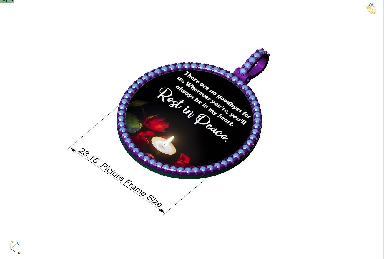 Custom Picture Pendant with Diamond - Memory Frame Pendant  3D print model_8