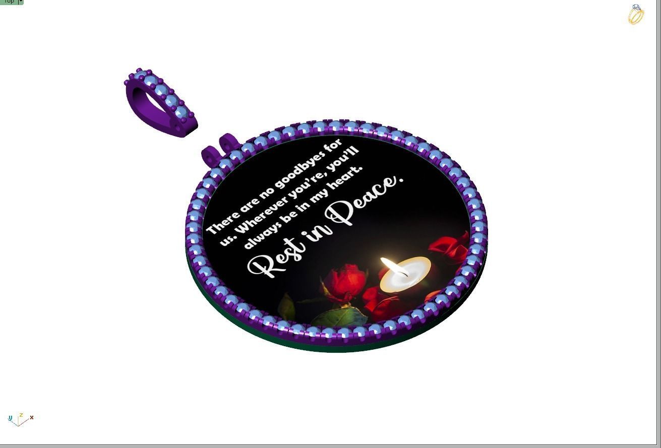 Custom Picture Pendant with Diamond - Memory Frame Pendant  3D print model_14