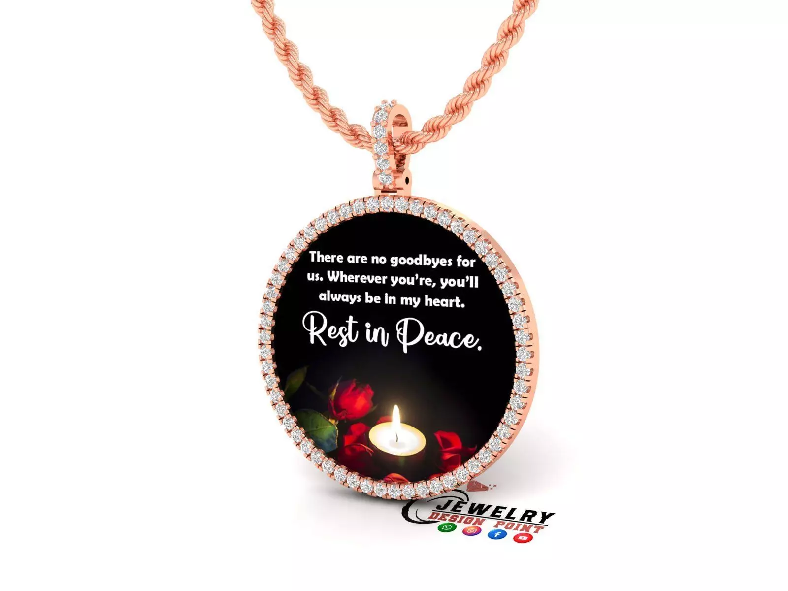 Custom Picture Pendant with Diamond - Memory Frame Pendant  3D print model_0