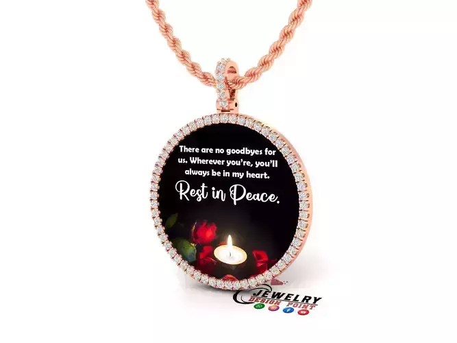 Custom Picture Pendant with Diamond - Memory Frame Pendant 