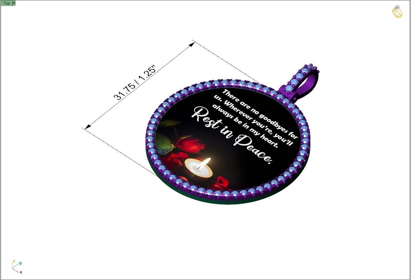 Custom Picture Pendant with Diamond - Memory Frame Pendant  3D print model_4