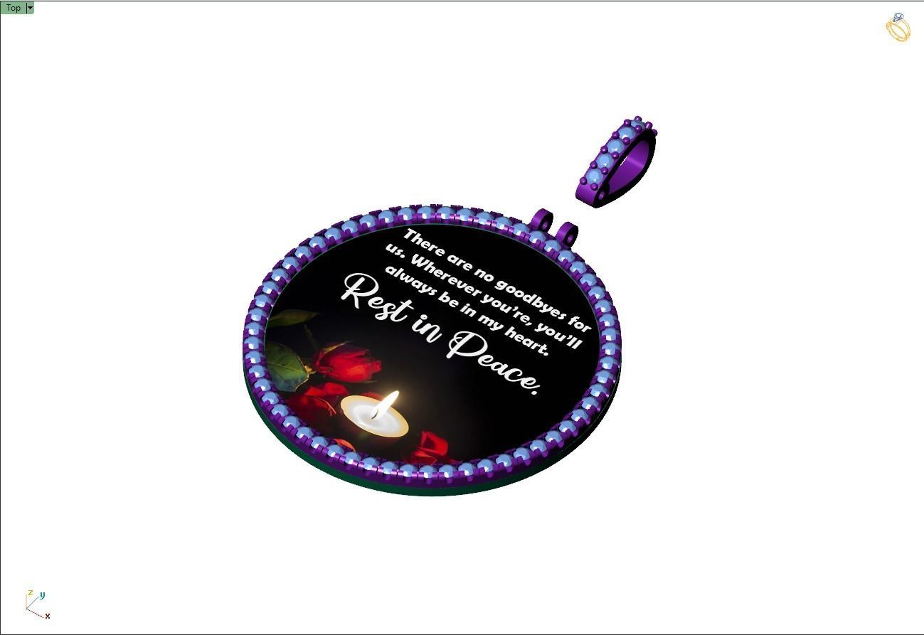 Custom Picture Pendant with Diamond - Memory Frame Pendant  3D print model_13