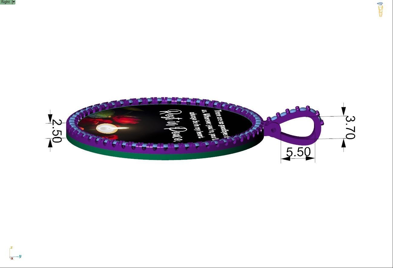 Custom Picture Pendant with Diamond - Memory Frame Pendant  3D print model_7