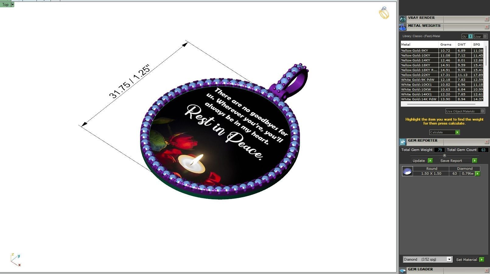 Custom Picture Pendant with Diamond - Memory Frame Pendant  3D print model_6