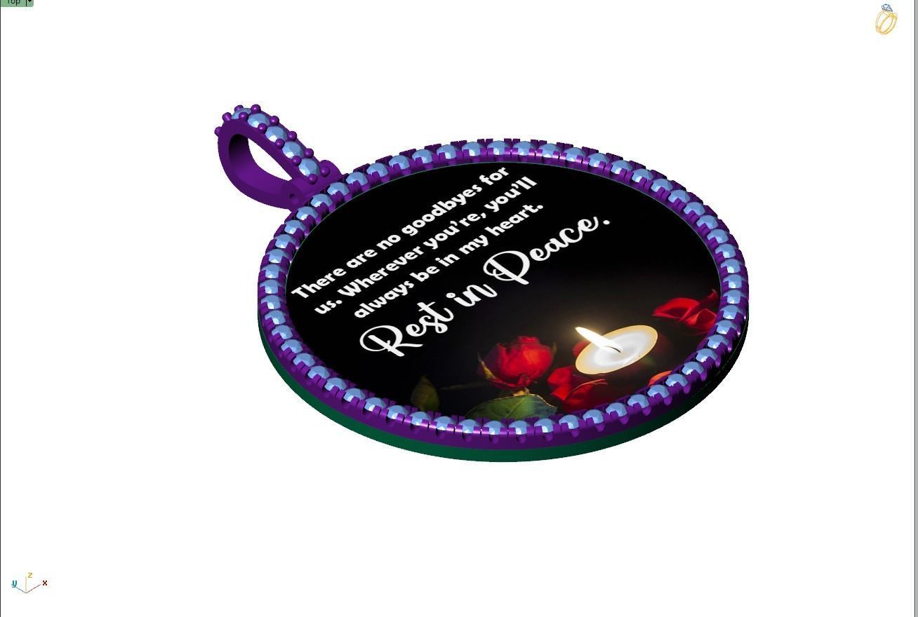 Custom Picture Pendant with Diamond - Memory Frame Pendant  3D print model_10