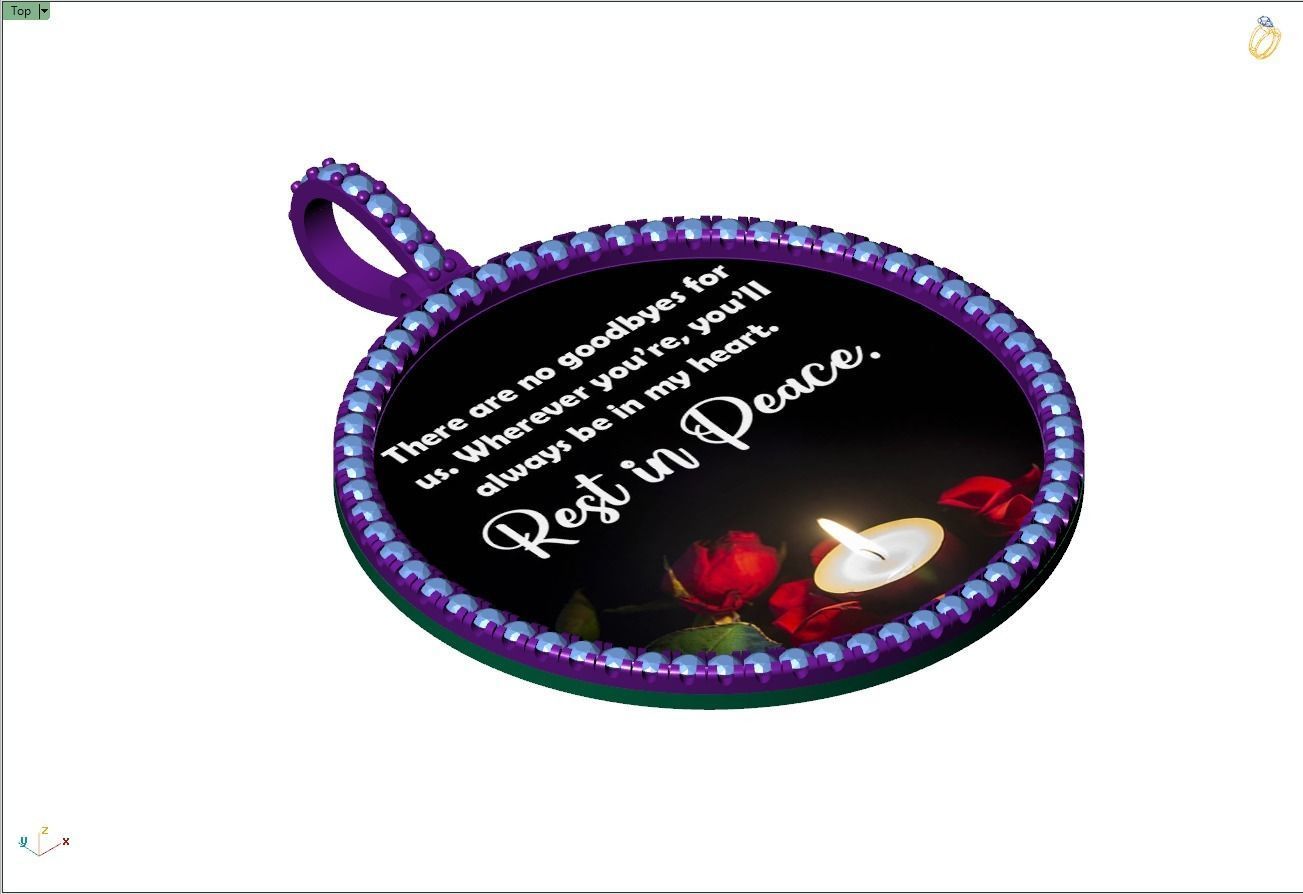 Custom Picture Pendant with Diamond - Memory Frame Pendant 3D print model_9