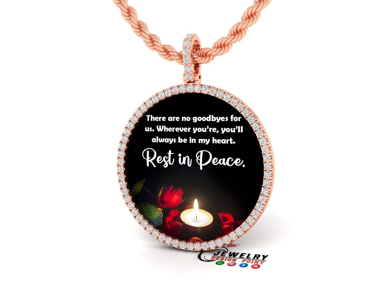 Custom Picture Pendant with Diamond - Memory Frame Pendant 3D print model_3