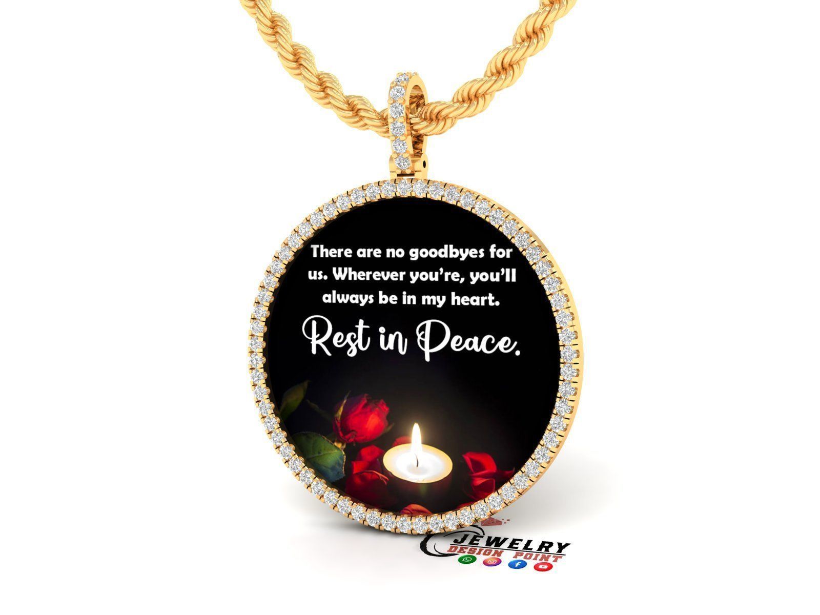 Custom Picture Pendant with Diamond - Memory Frame Pendant 3D print model_2