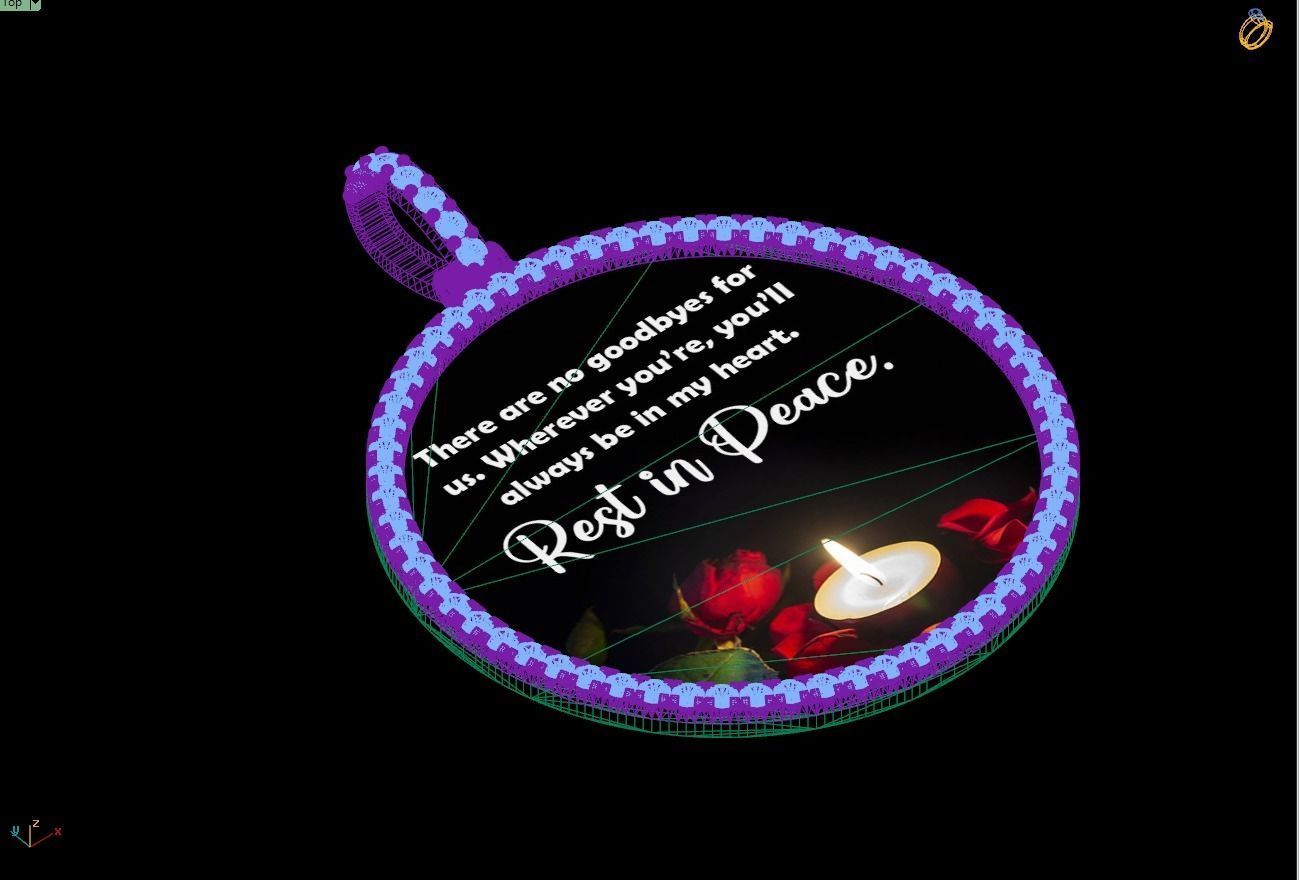 Custom Picture Pendant with Diamond - Memory Frame Pendant 3D print model_15