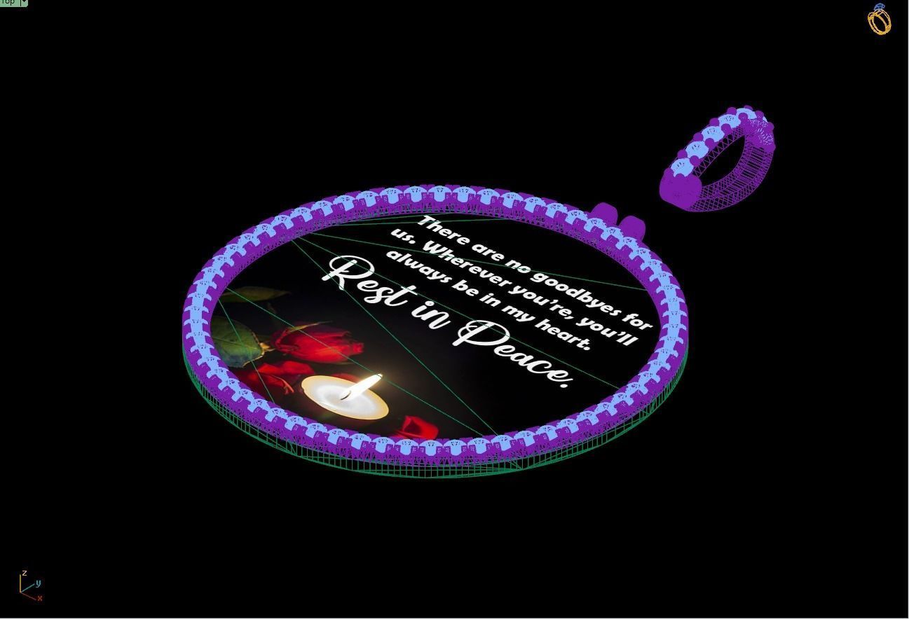 Custom Picture Pendant with Diamond - Memory Frame Pendant 3D print model_16