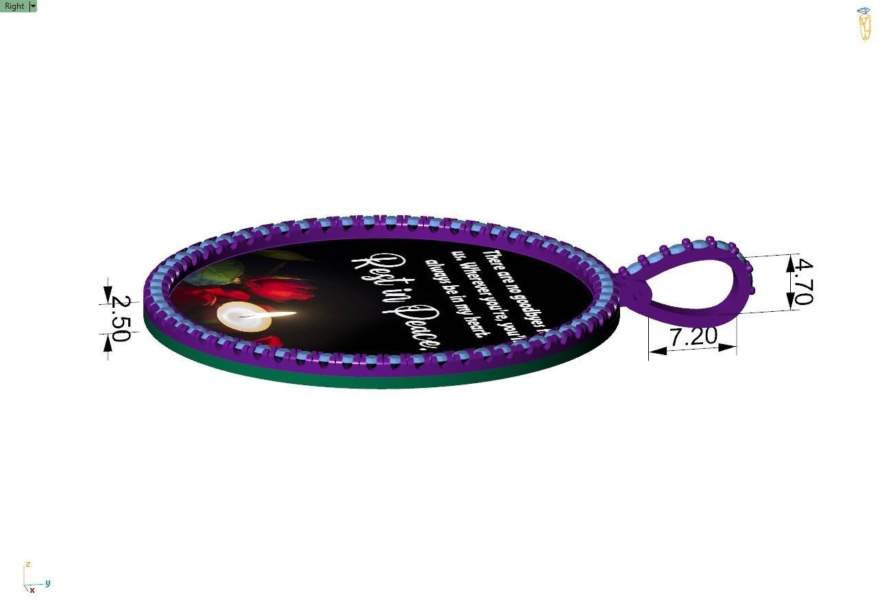 Custom Picture Pendant with Diamond - Memory Frame Pendant 3D print model_7