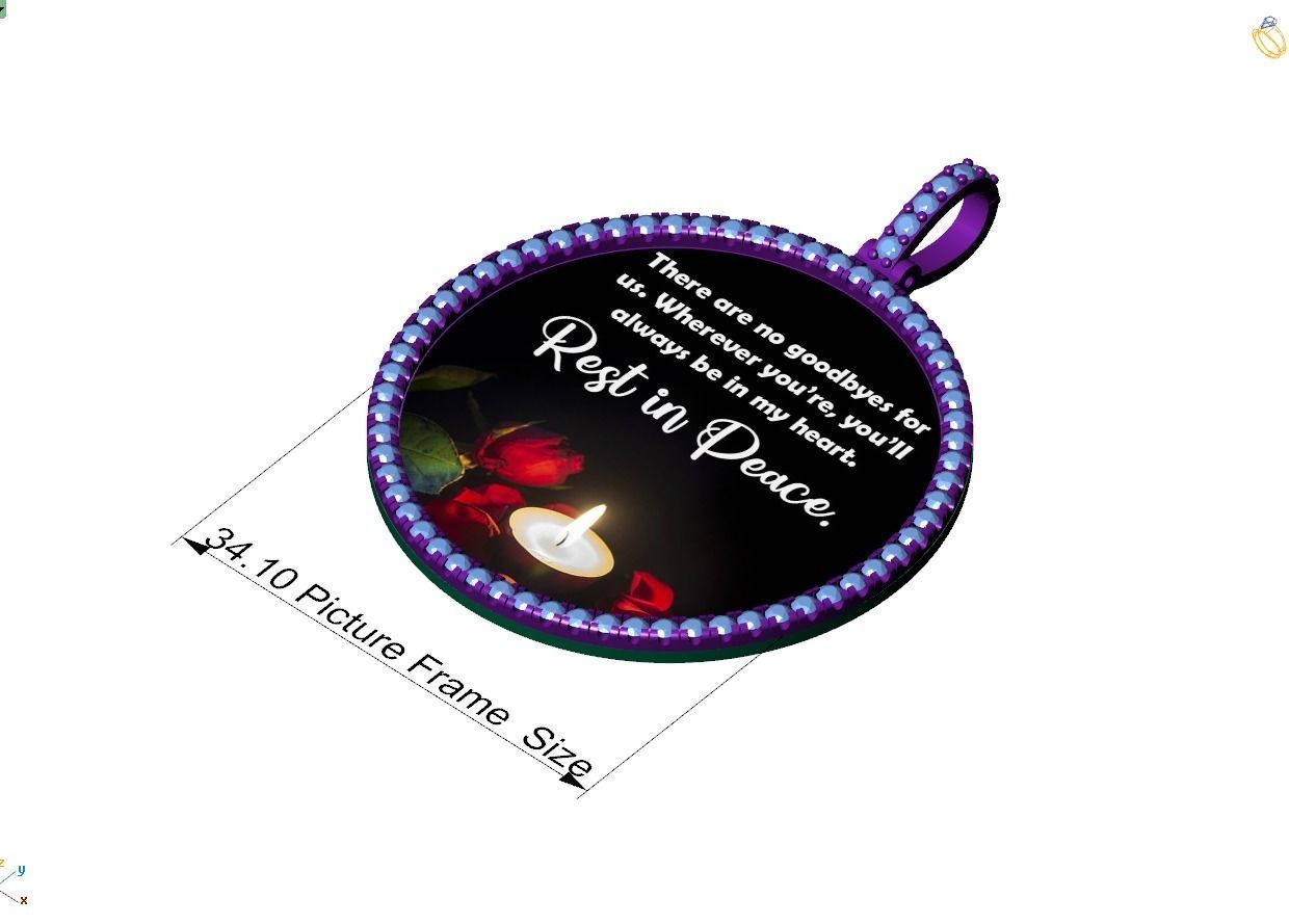 Custom Picture Pendant with Diamond - Memory Frame Pendant 3D print model_8