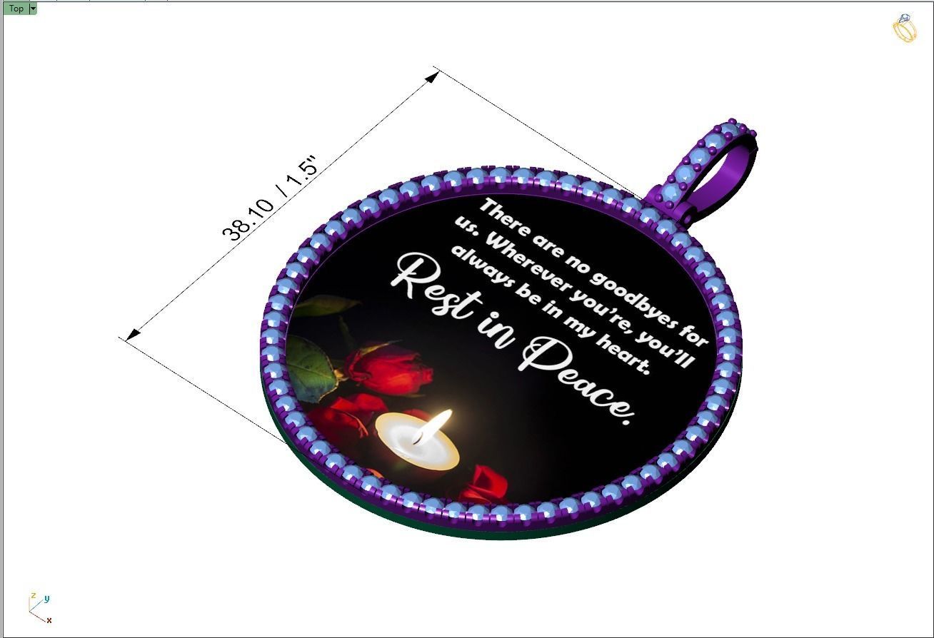 Custom Picture Pendant with Diamond - Memory Frame Pendant 3D print model_4