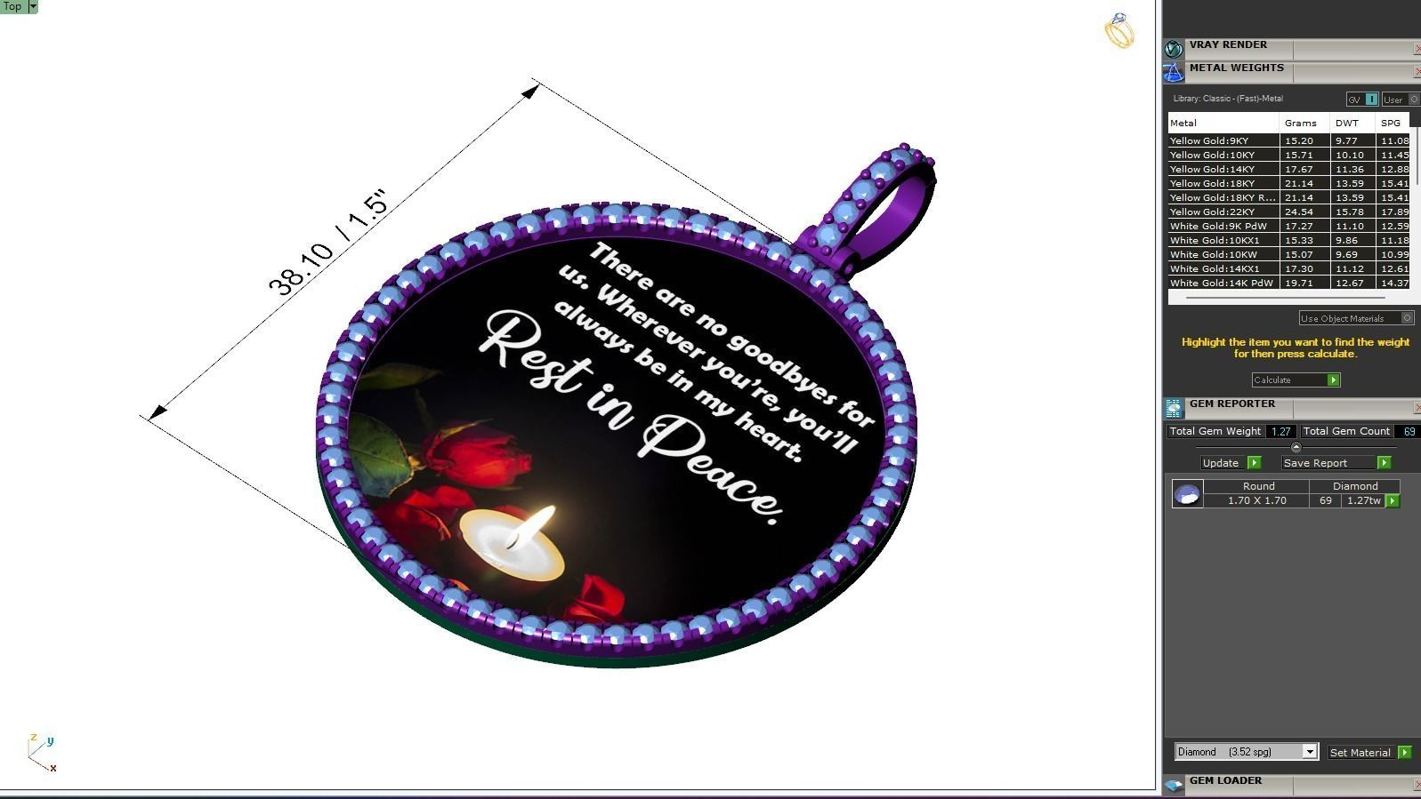 Custom Picture Pendant with Diamond - Memory Frame Pendant 3D print model_6