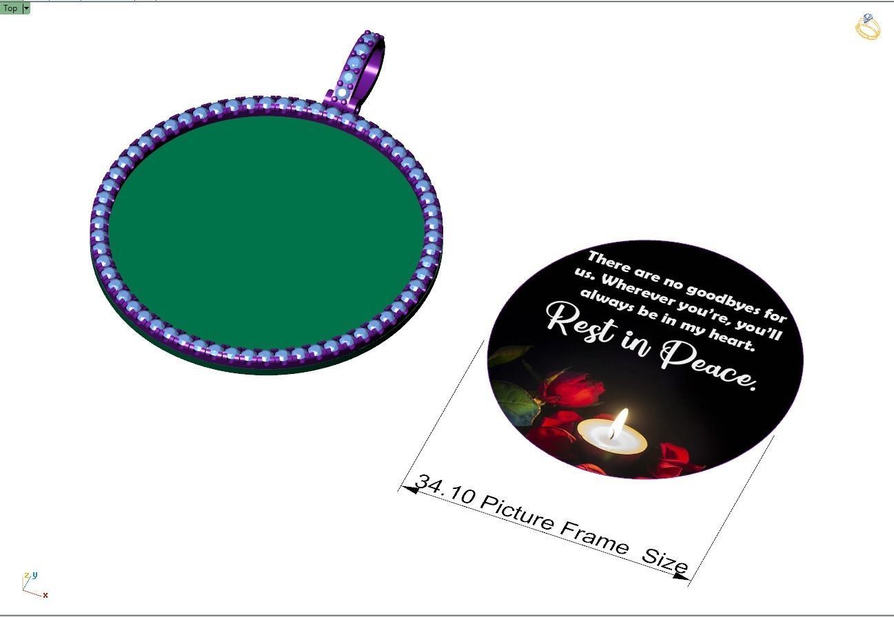 Custom Picture Pendant with Diamond - Memory Frame Pendant 3D print model_11