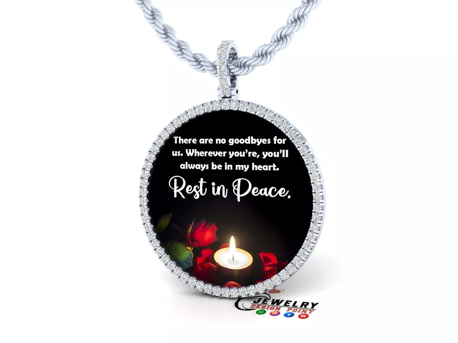 Custom Picture Pendant with Diamond - Memory Frame Pendant 3D print model_0