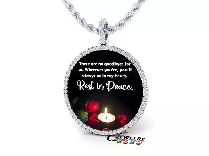 Custom Picture Pendant with Diamond - Memory Frame Pendant 