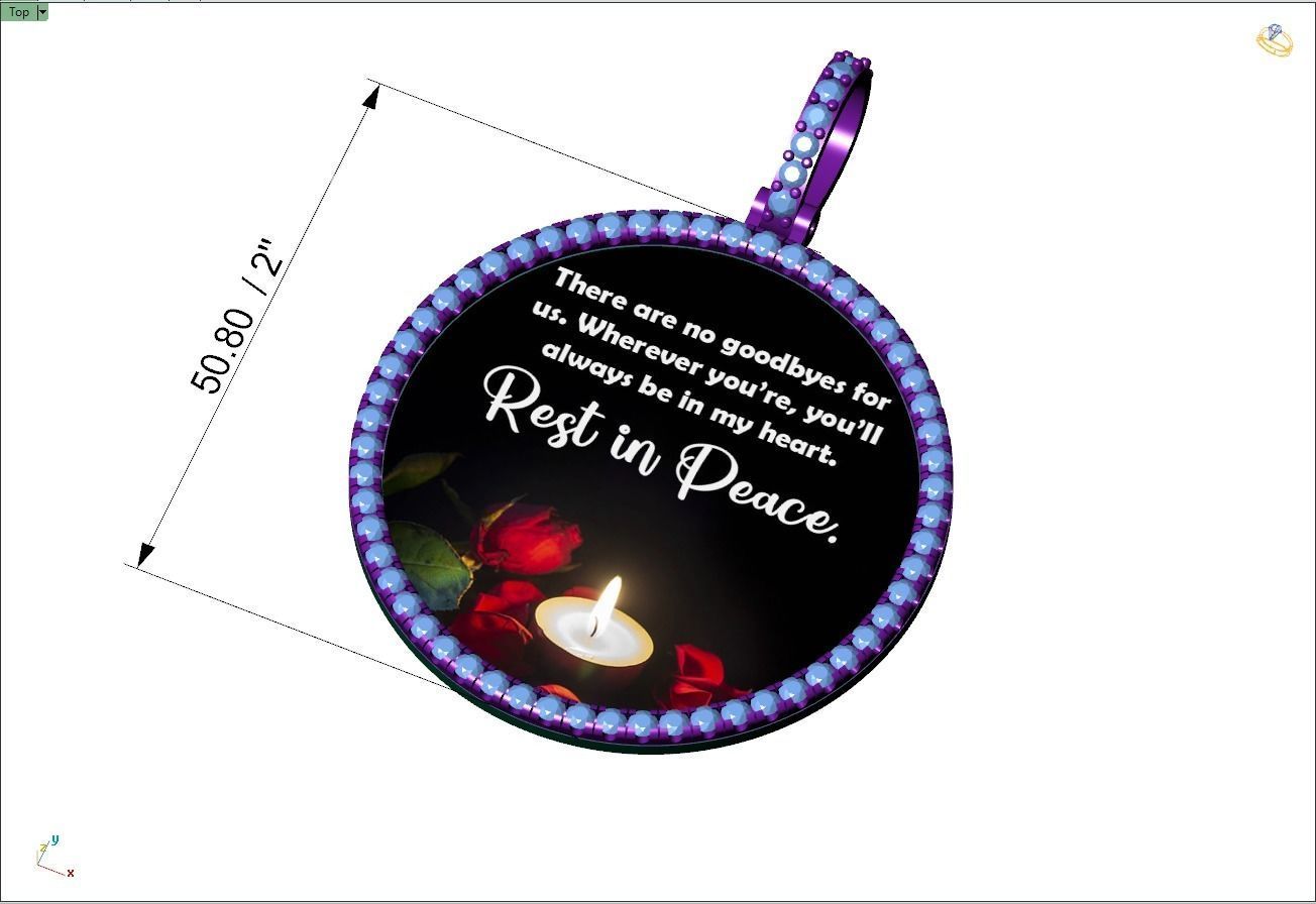 Custom Picture Pendant with Diamond - Memory Frame Pendant  3D print model_4