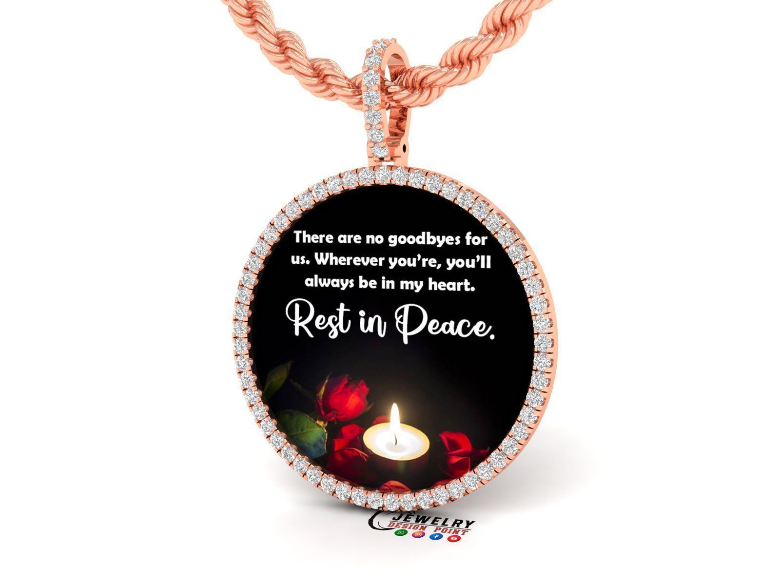 Custom Picture Pendant with Diamond - Memory Frame Pendant  3D print model_2