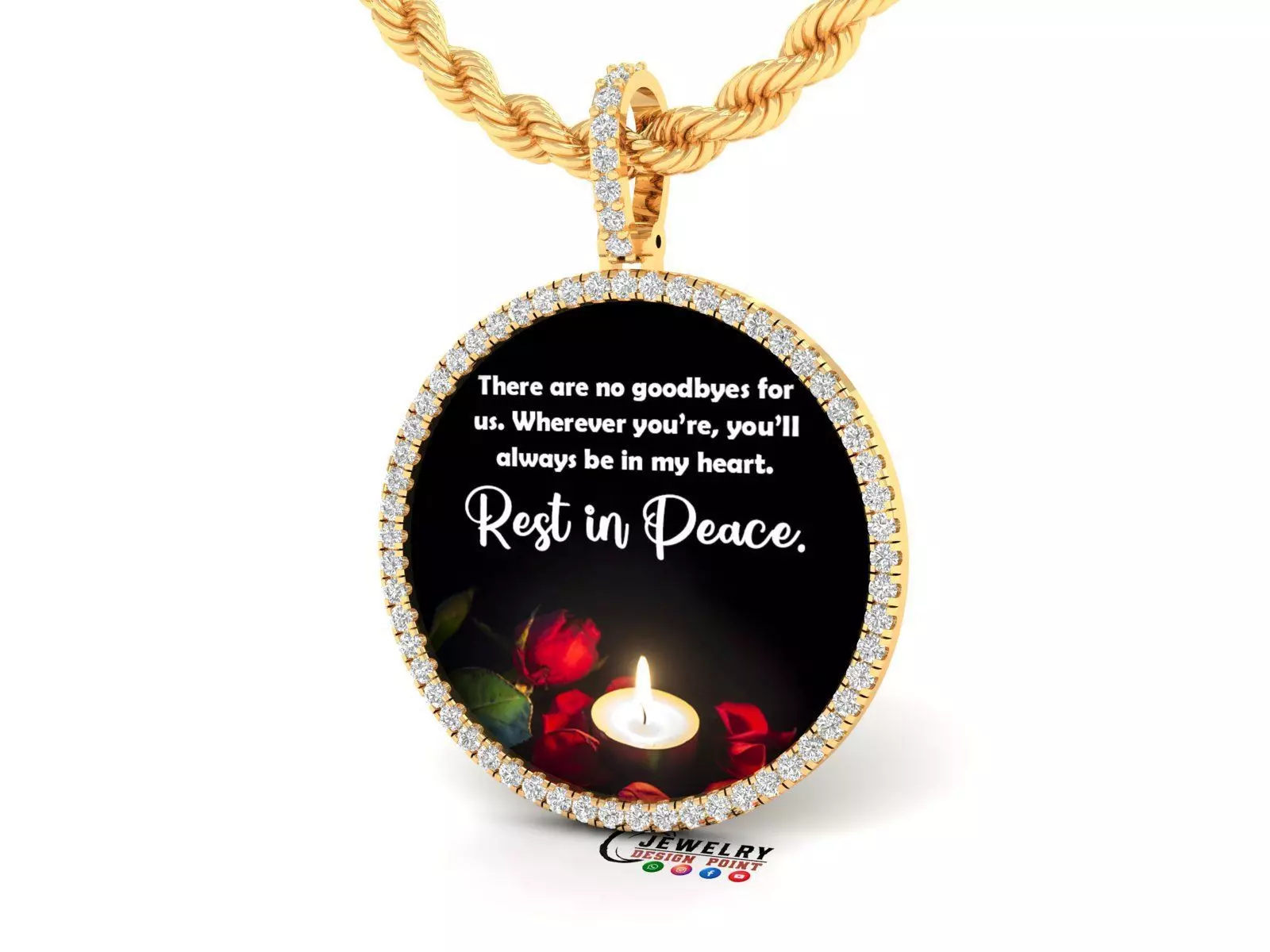 Custom Picture Pendant with Diamond - Memory Frame Pendant  3D print model_0