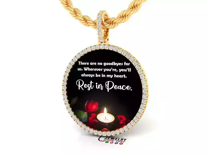 Custom Picture Pendant with Diamond - Memory Frame Pendant 