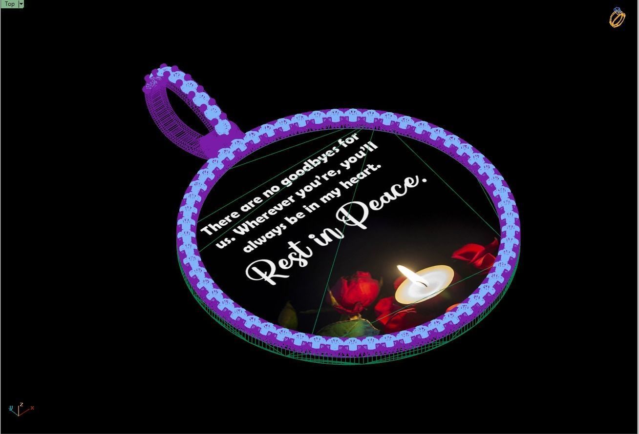 Custom Picture Pendant with Diamond - Memory Frame Pendant  3D print model_15