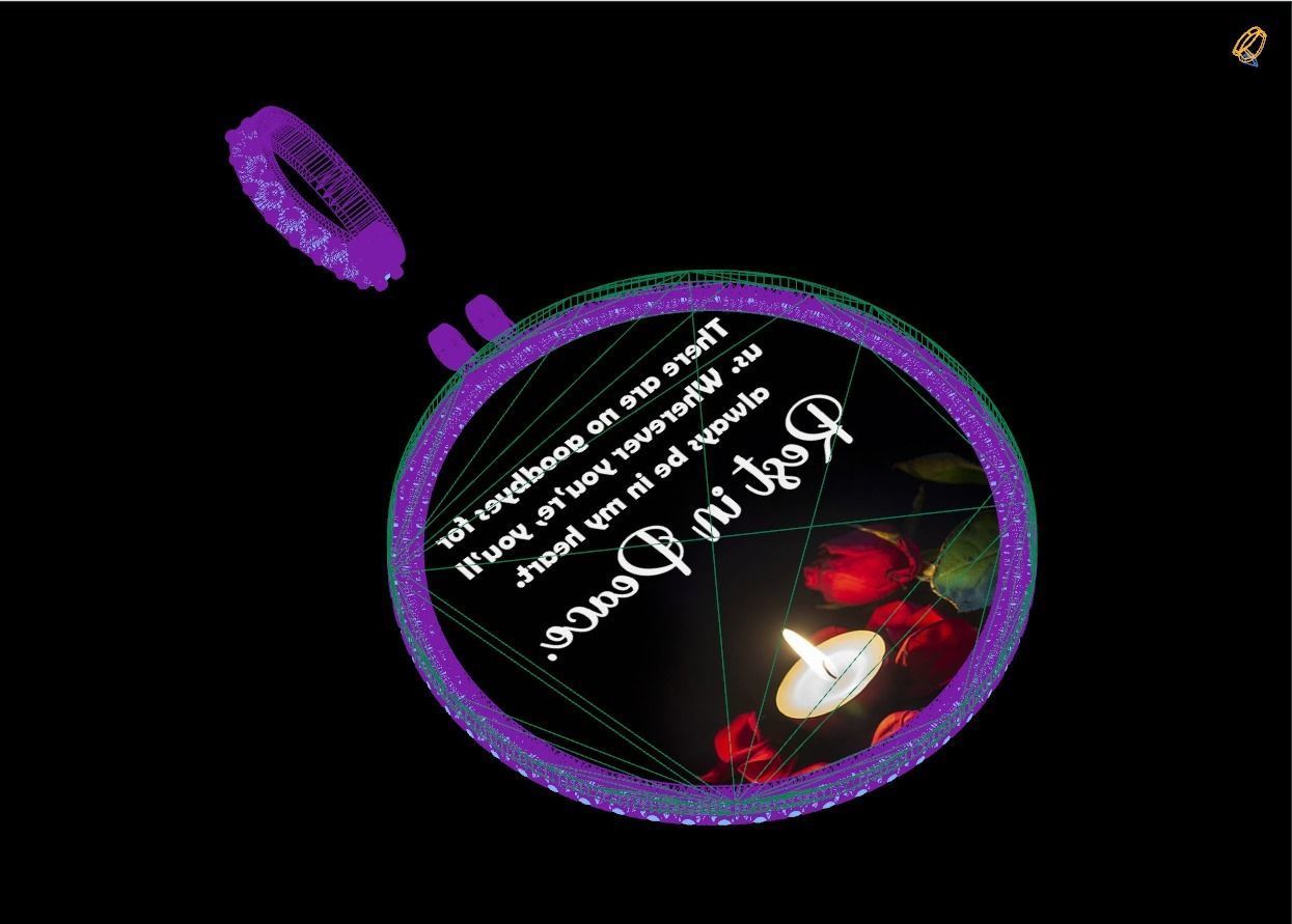 Custom Picture Pendant with Diamond - Memory Frame Pendant  3D print model_17