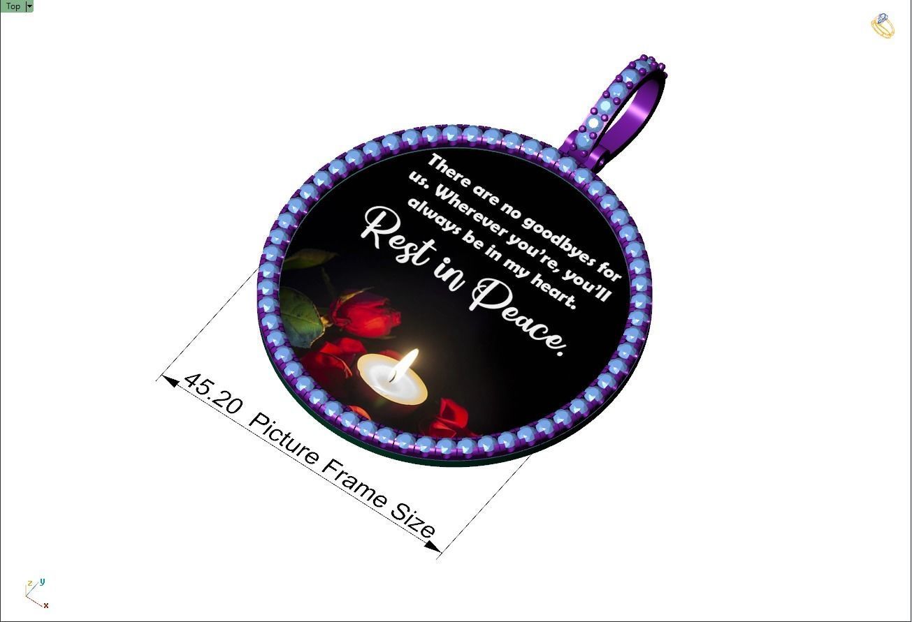 Custom Picture Pendant with Diamond - Memory Frame Pendant  3D print model_8