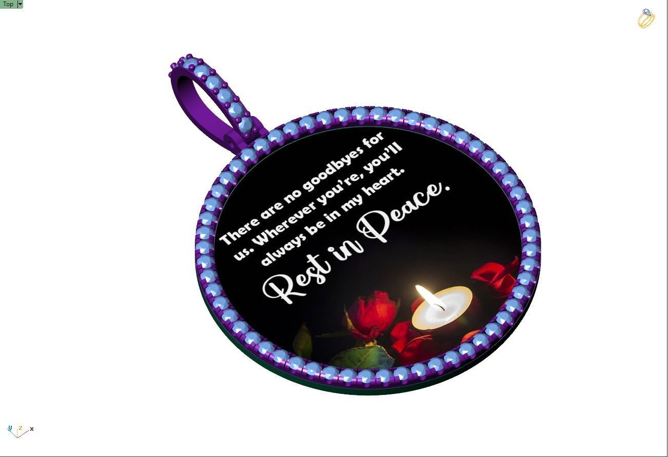 Custom Picture Pendant with Diamond - Memory Frame Pendant  3D print model_10