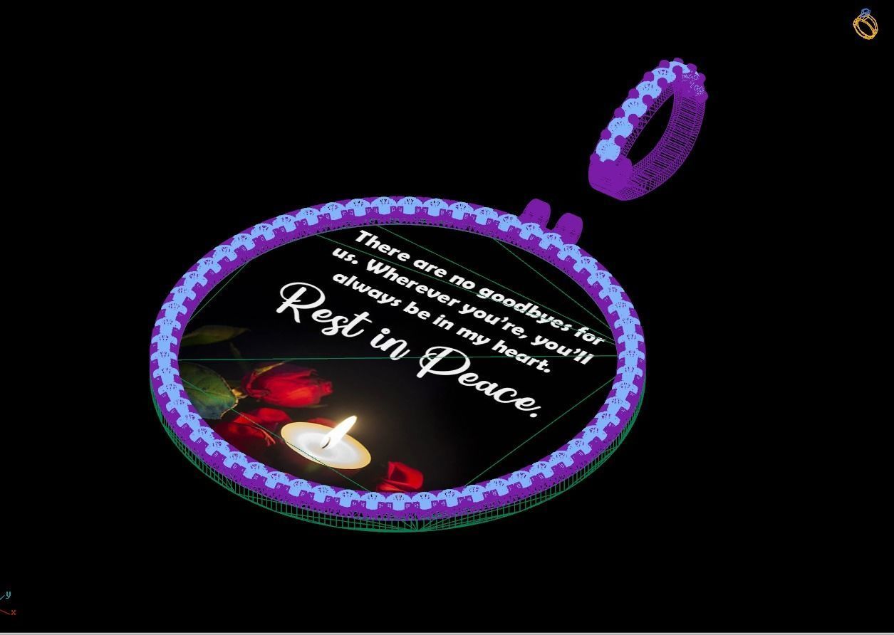 Custom Picture Pendant with Diamond - Memory Frame Pendant  3D print model_16