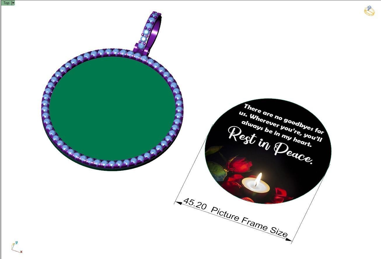 Custom Picture Pendant with Diamond - Memory Frame Pendant  3D print model_9