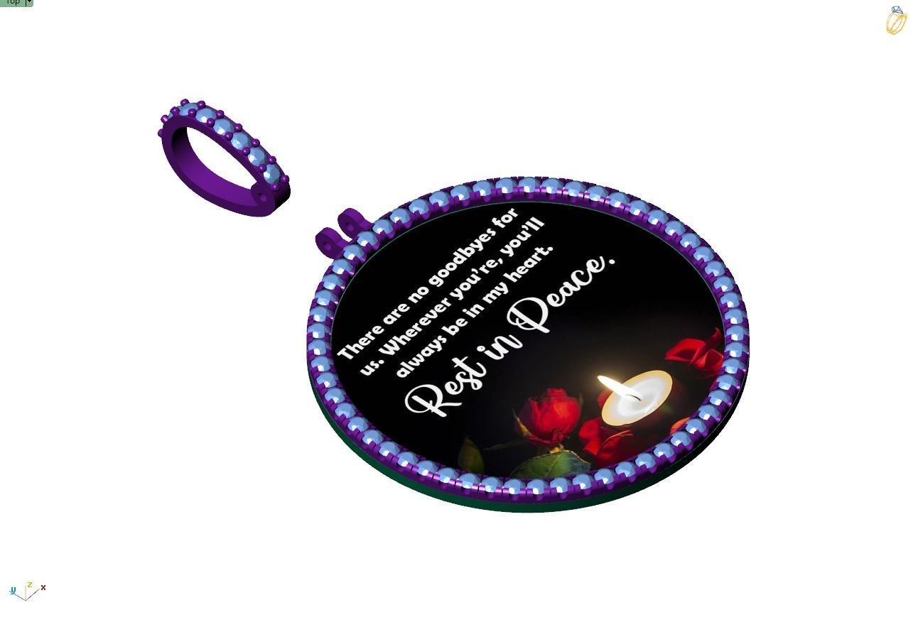 Custom Picture Pendant with Diamond - Memory Frame Pendant  3D print model_13