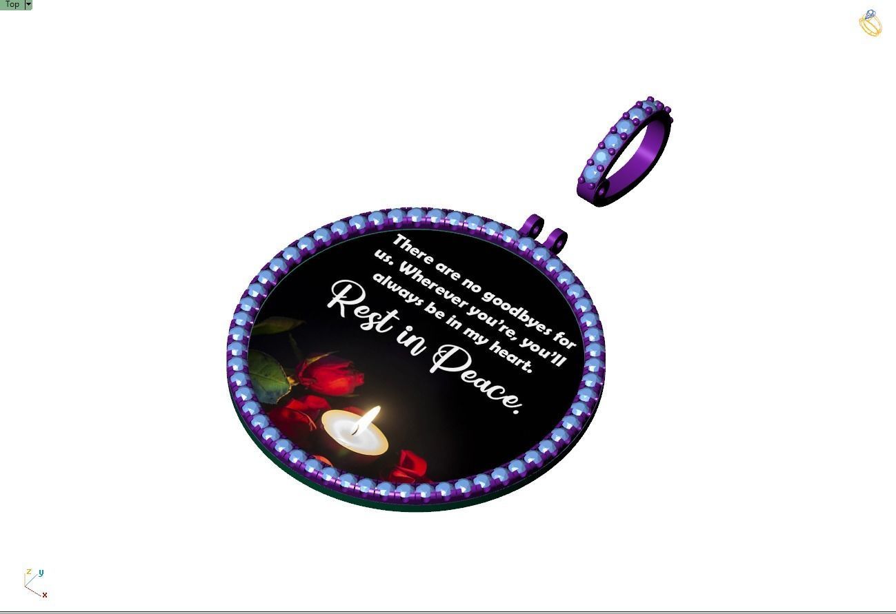 Custom Picture Pendant with Diamond - Memory Frame Pendant  3D print model_12